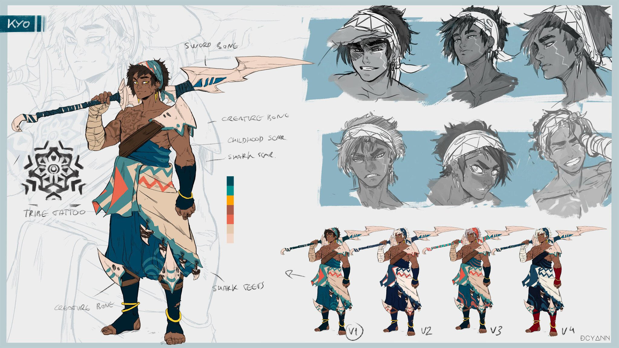 Fantasy character design with armor details by DCYANN